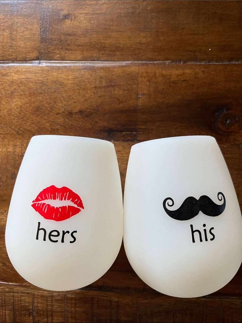 Silicone wine glasses. His and Hers- Lip & Mustache Design